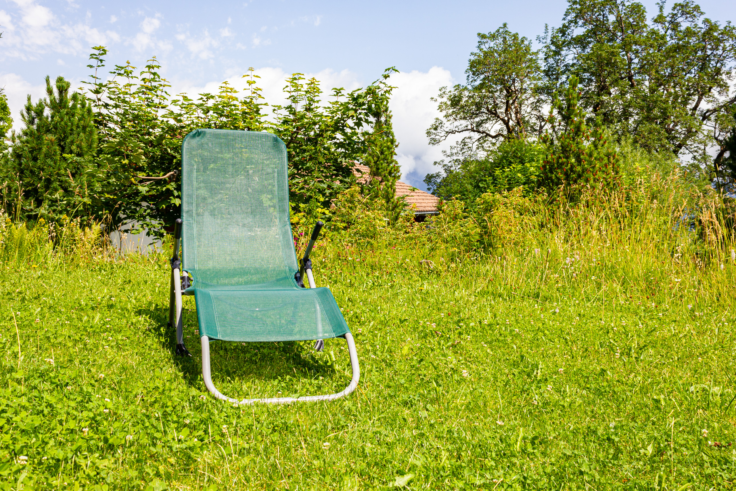 Garten mit Liegestuhl