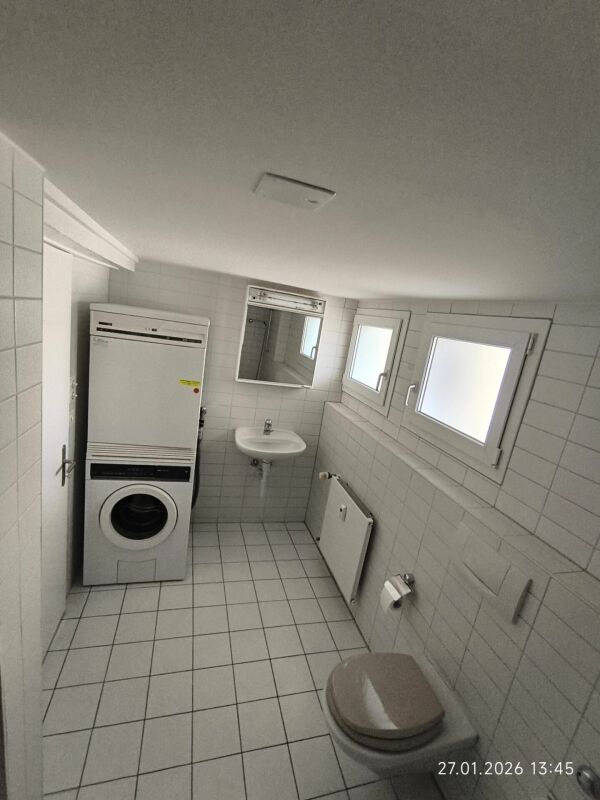 Hauswirtschaftsraum mit WC und Waschmaschine