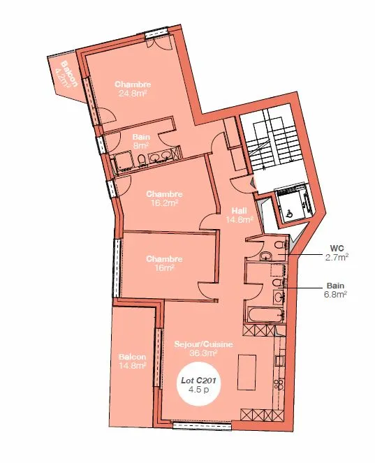 Wohnungsgrundriss mit Balkon