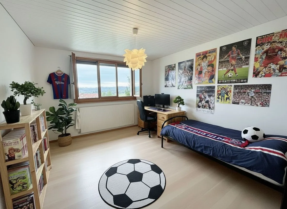 Jugendzimmer mit Fußballmotiv