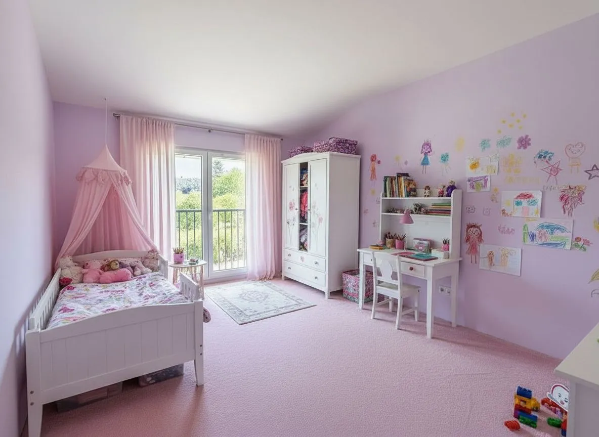 Mädchenzimmer in Pastellrosa