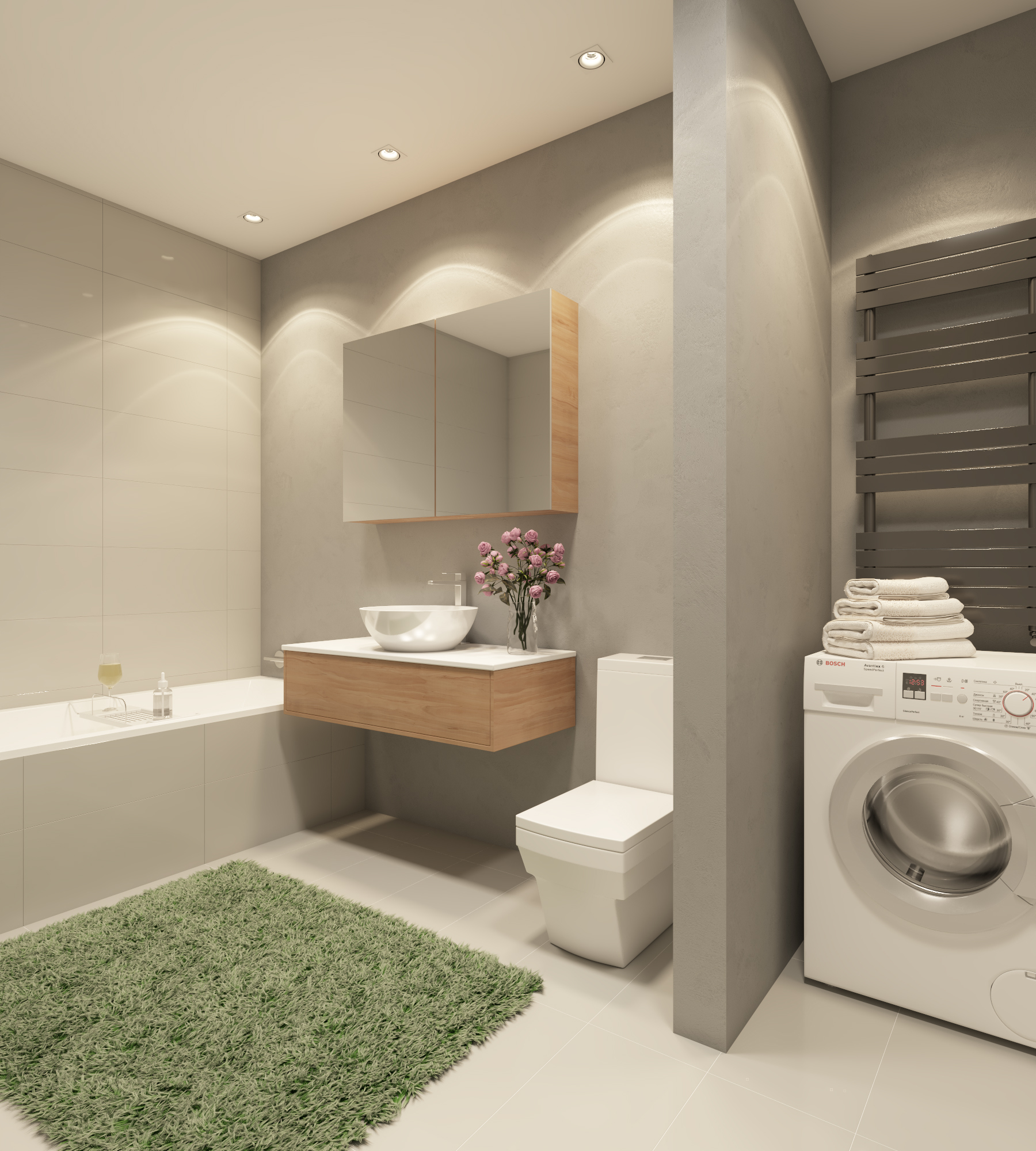 Modernes Badezimmer mit Waschmaschine