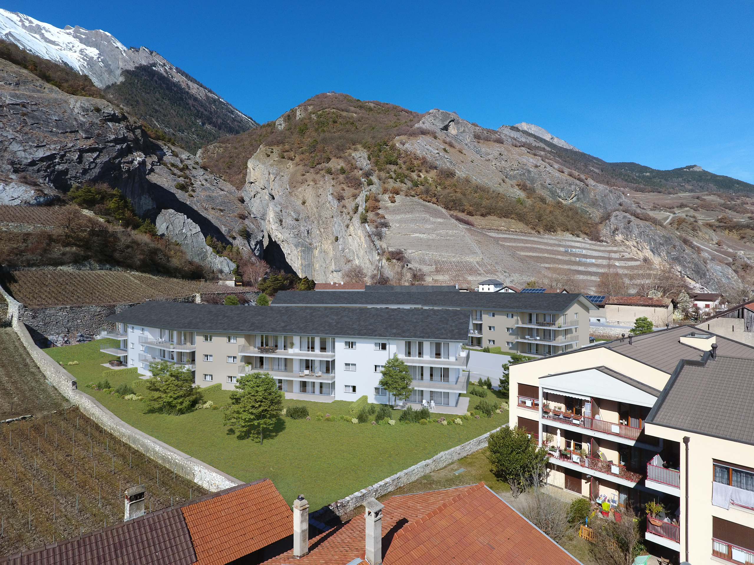 Gebirgswohnanlage mit Alpenpanorama