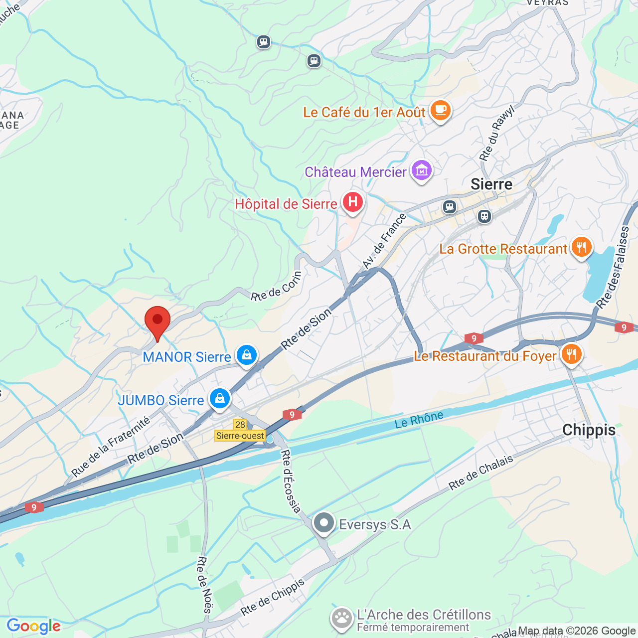 Standortkarte von Sierre mit markiertem Objekt