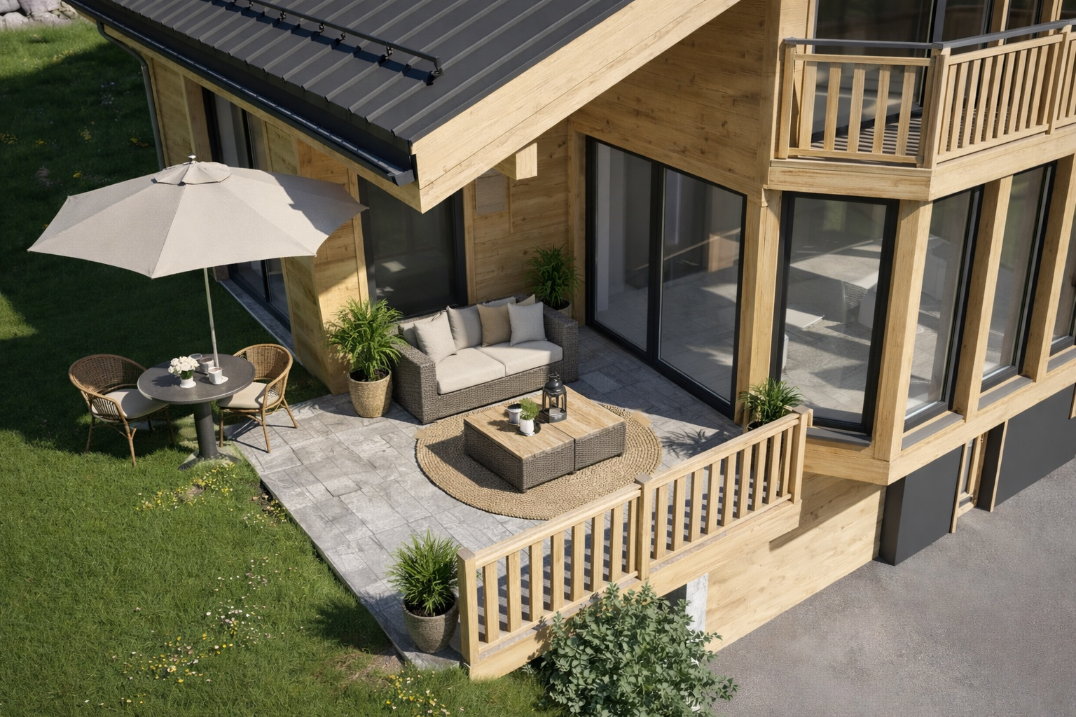 Holzhaus mit Terrasse