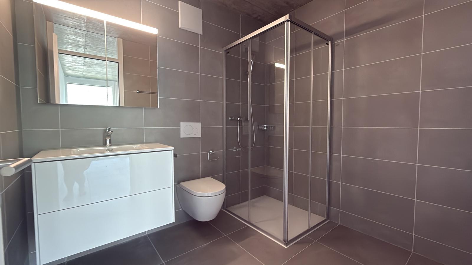 Modernes Badezimmer mit Dusche und Waschtisch
