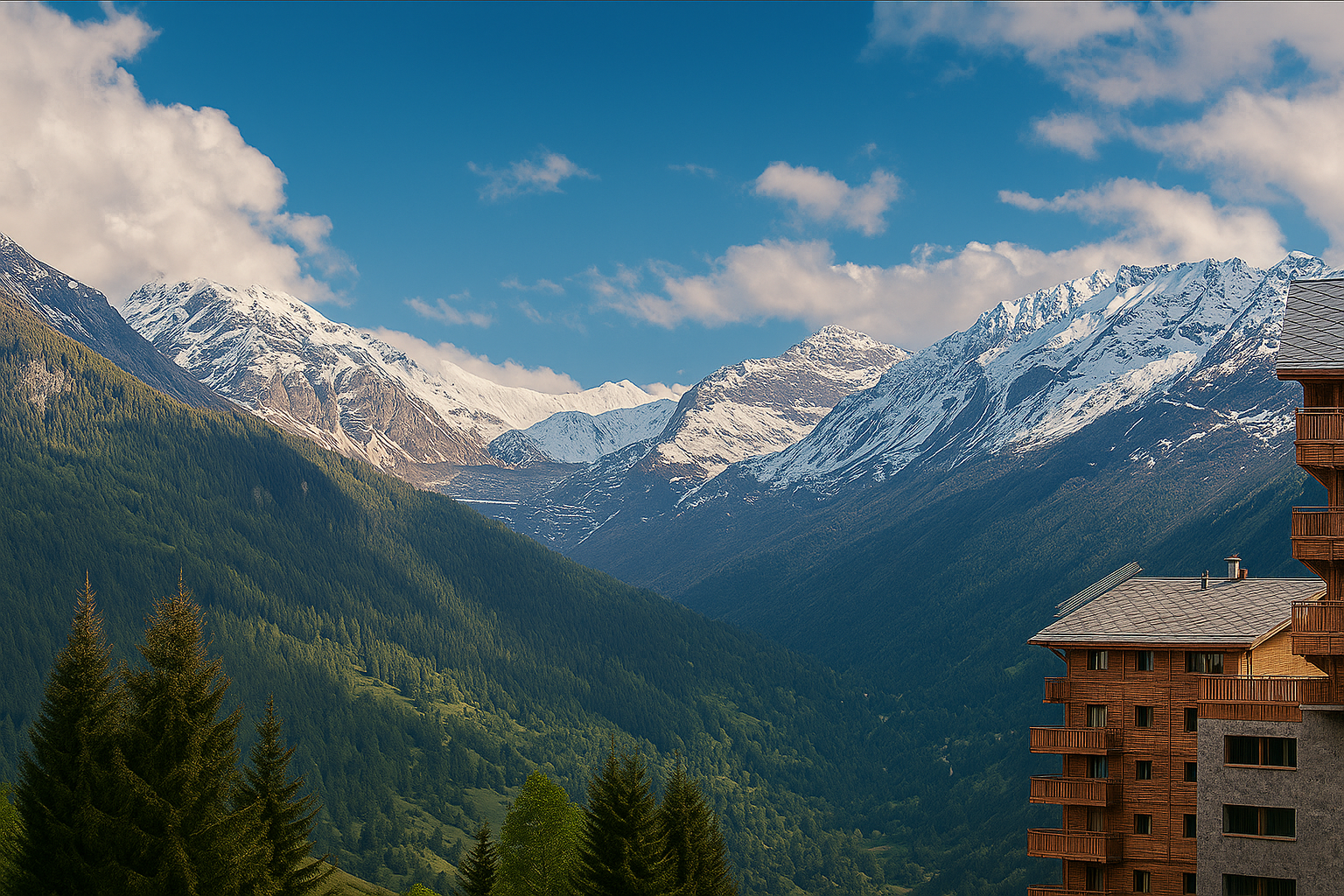 Bergpanorama mit Chalets