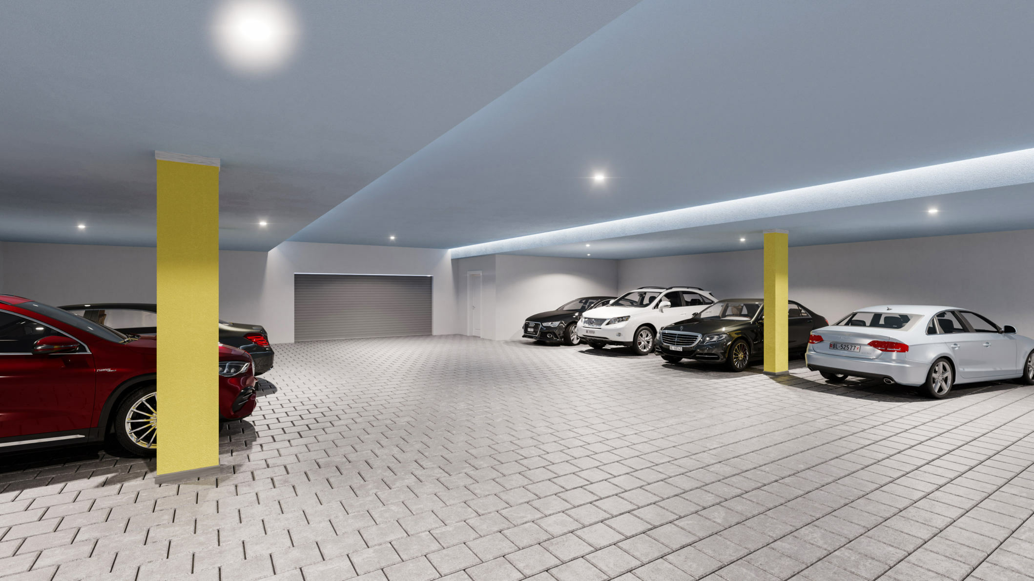 Tiefgarage mit mehreren Autos