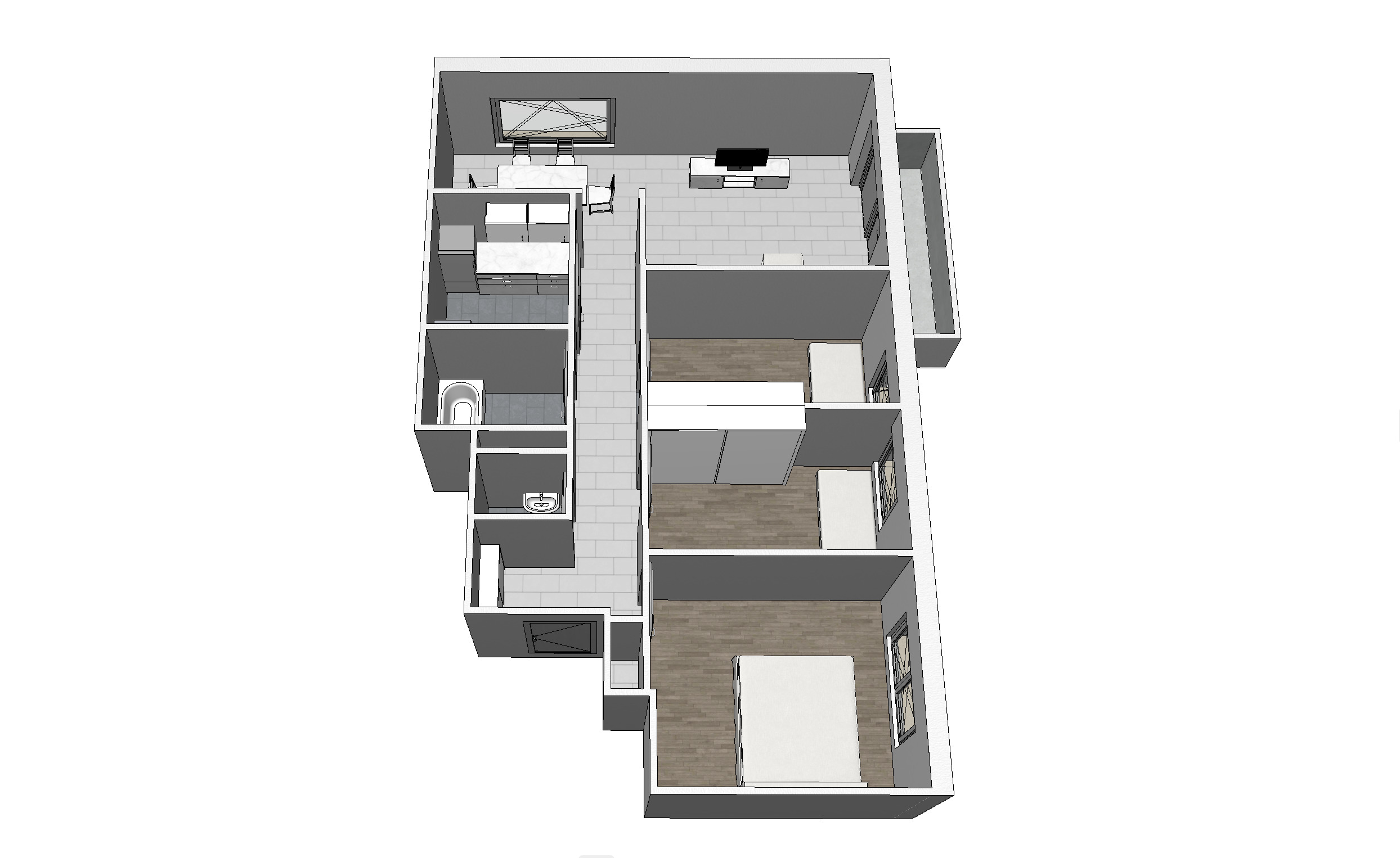 Grundriss einer Wohnung mit mehreren Zimmern