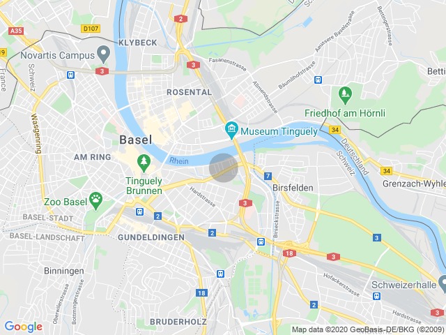 Kartenausschnitt von Basel und Umgebung
