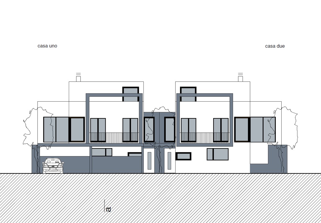 Architekturansicht eines Doppelhauses