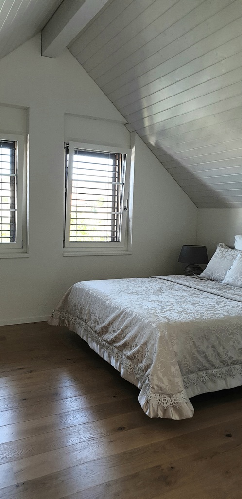 Dachgeschoss-Schlafzimmer mit schräge Decke