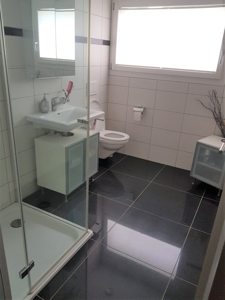 Modernes Badezimmer mit Dusche und WC