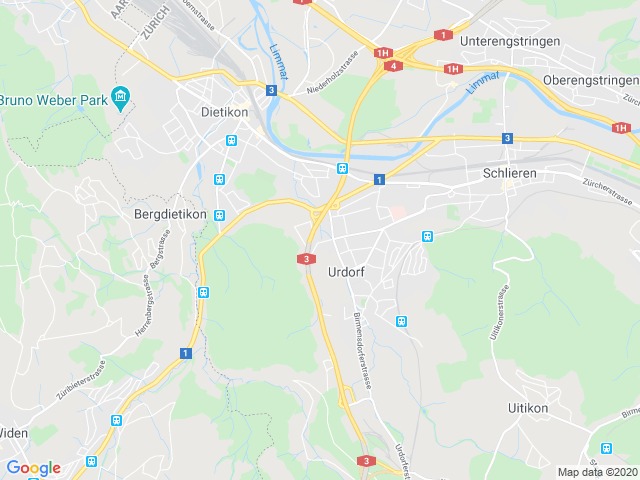 Kartenansicht einer Region in der Nähe von Zürich