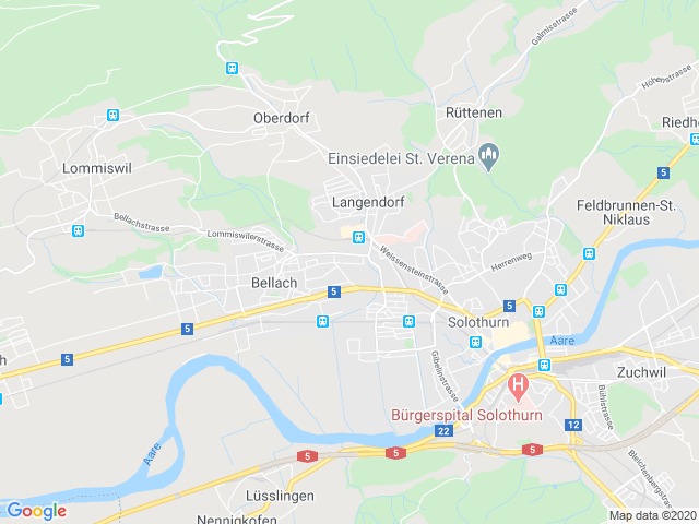Kartenansicht von Solothurn und Umgebung
