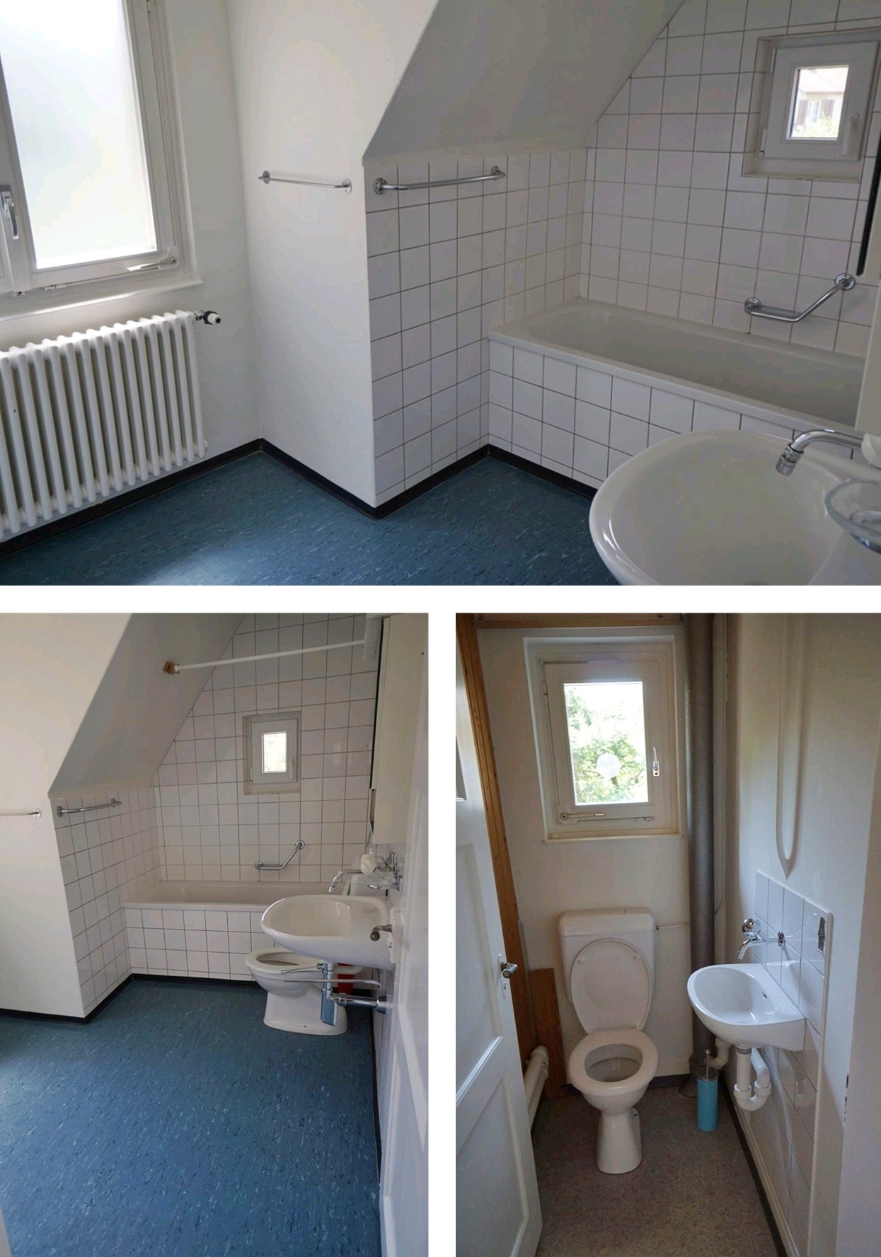 Kleines Badezimmer mit Badewanne und WC