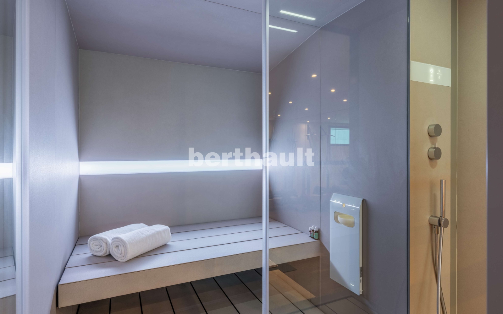 Moderne Sauna mit Glasfront
