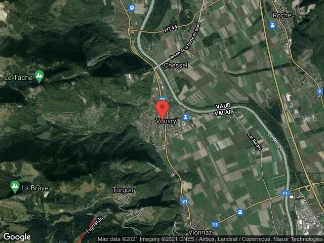 Satellitenansicht einer ländlichen Region bei Vouvry