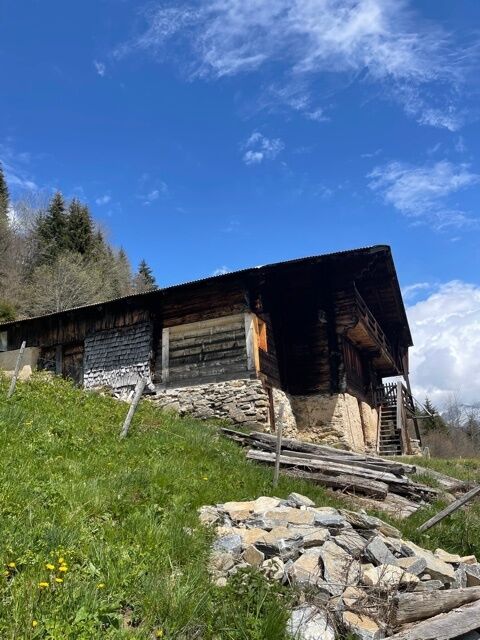 Alte Berghütte mit Steinfundament