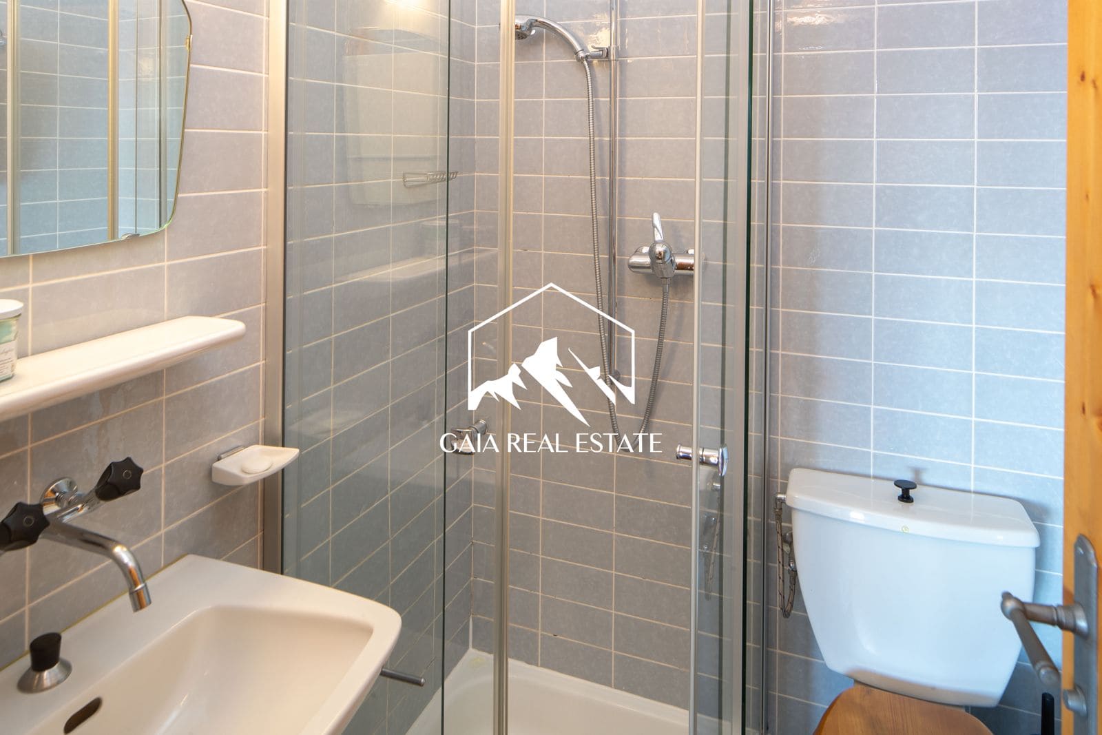Kleines Badezimmer mit Dusche und WC