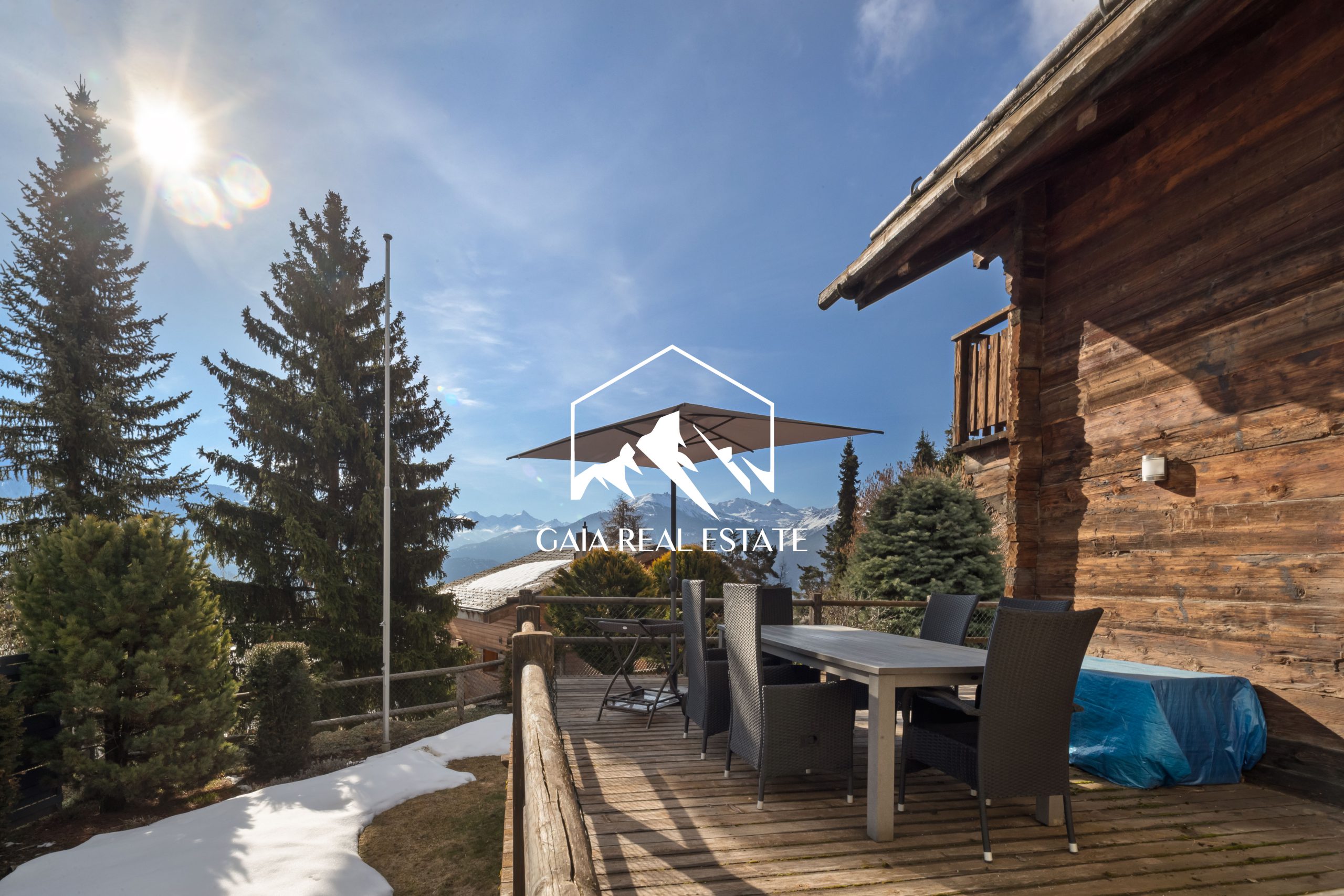 Bergblick-Terrasse mit Holzhaus