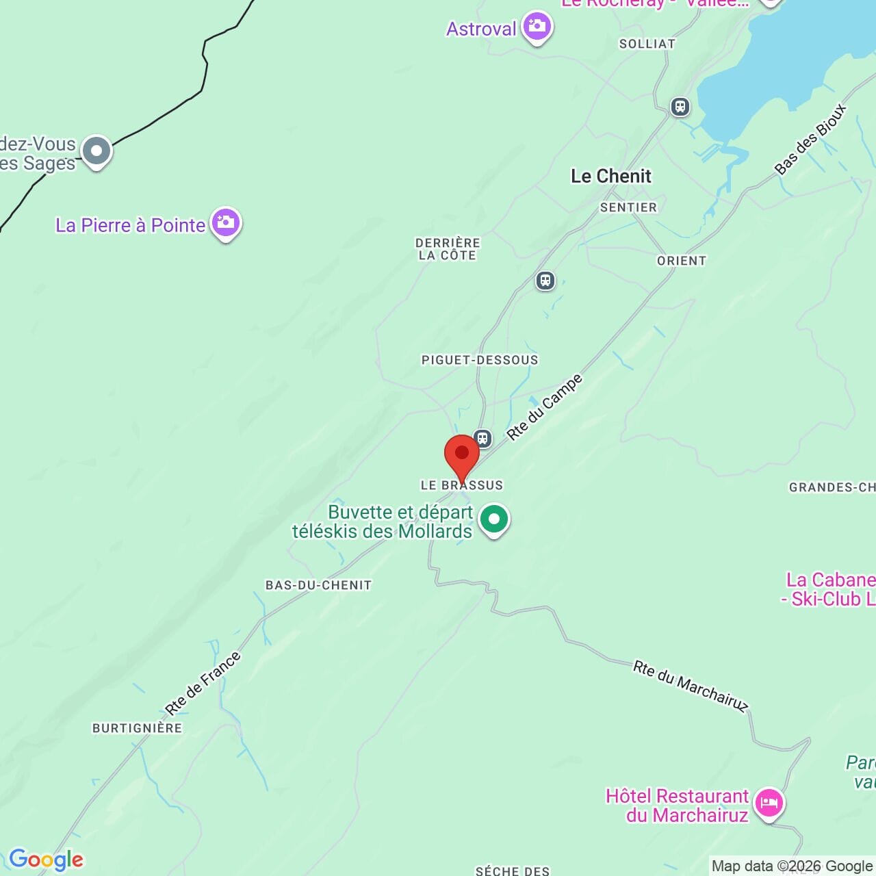 Kartenansicht einer alpinen Region mit Ortsmarkierung