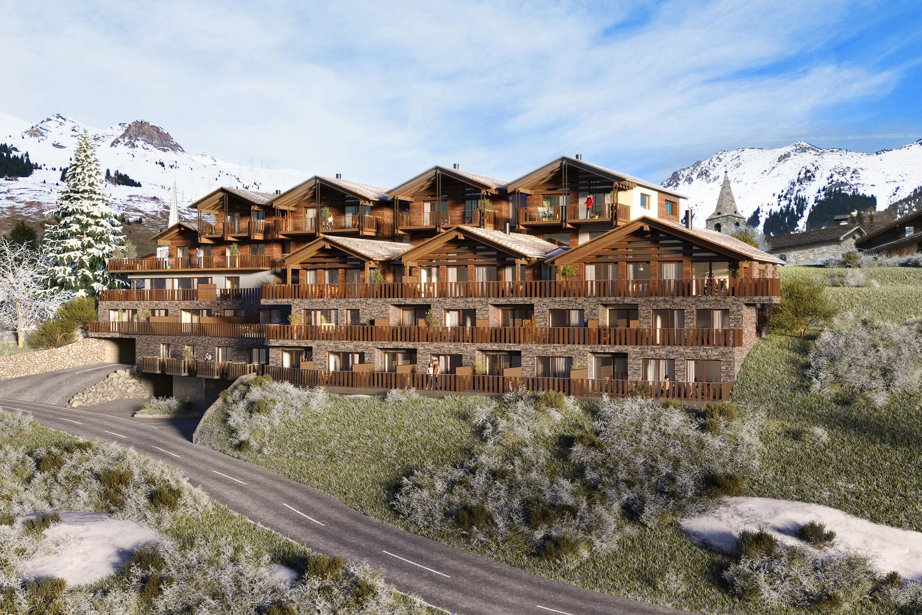 Alpines Chalet-Resort mit Bergblick