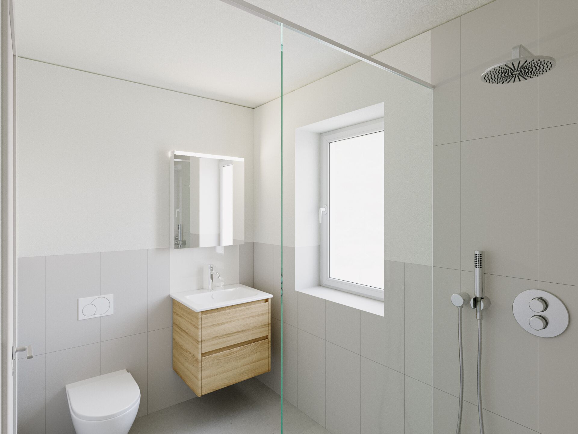 Modernes Badezimmer mit Walk-in-Dusche