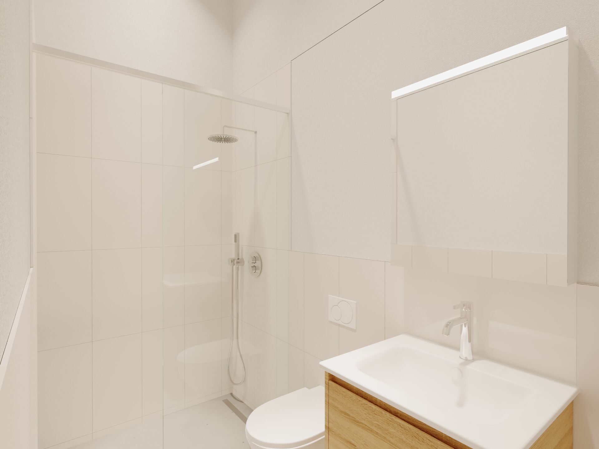 Modernes Badezimmer mit Dusche und Waschtisch