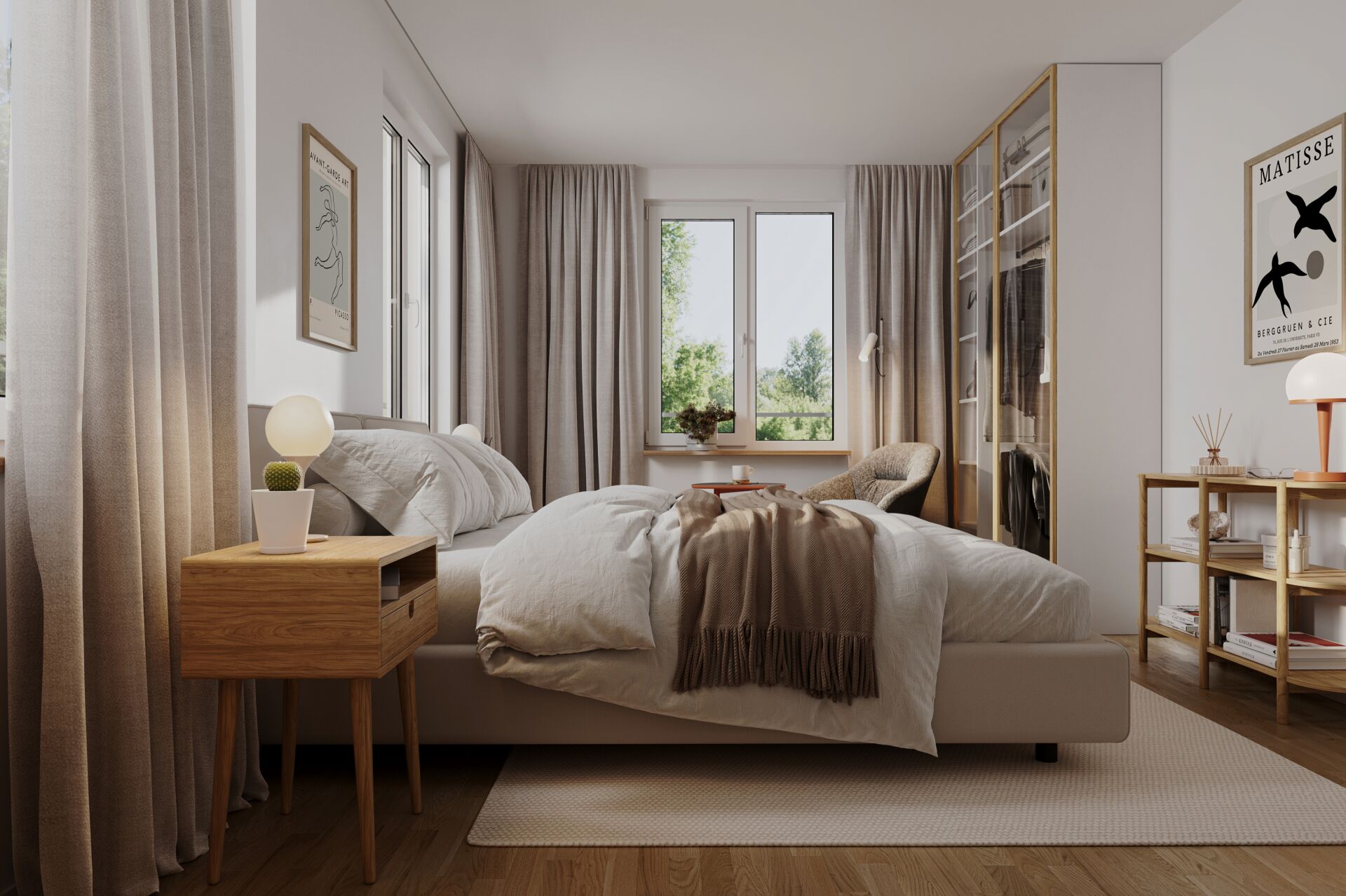 Gemütliches Schlafzimmer mit Tageslicht
