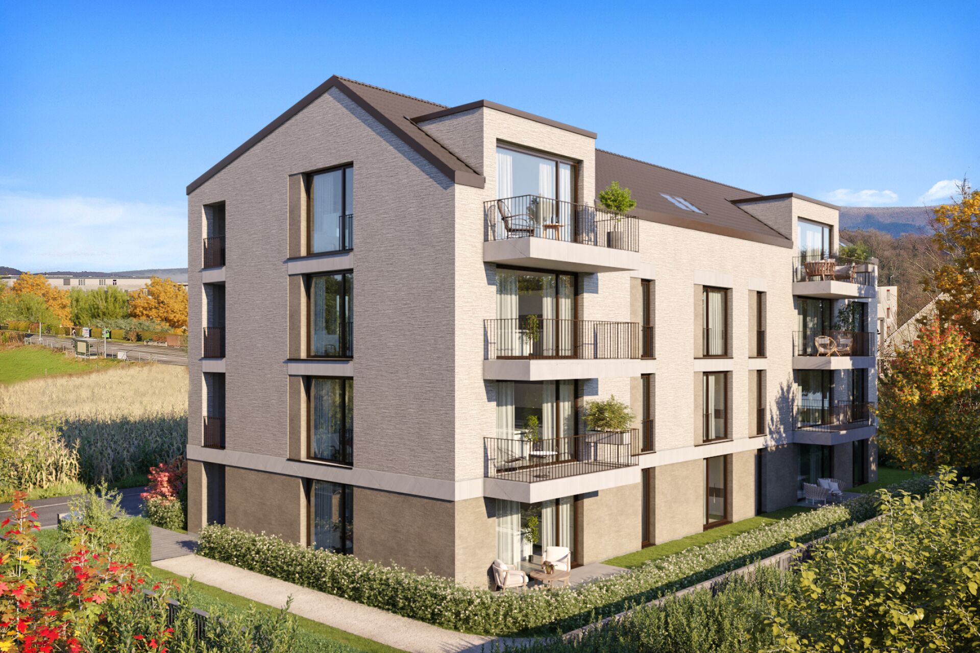 Moderne Wohnanlage mit Balkonen