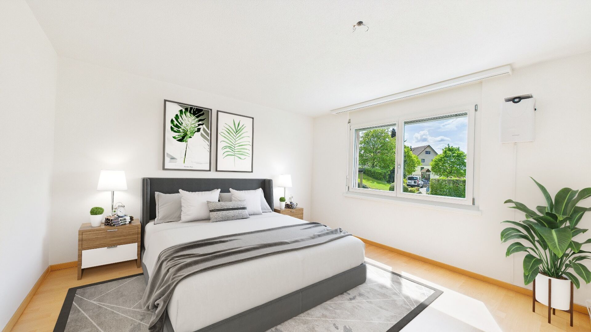 Modernes Schlafzimmer mit Tageslicht