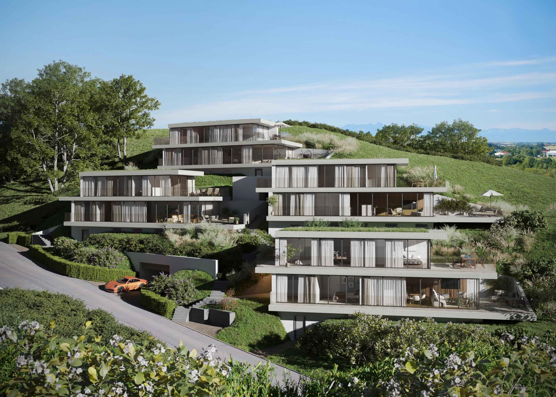 Moderne Terrassenwohnungen am Hang
