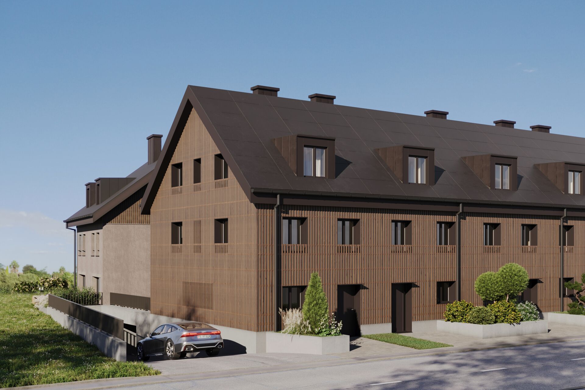 Modernes Mehrfamilienhaus mit Satteldach