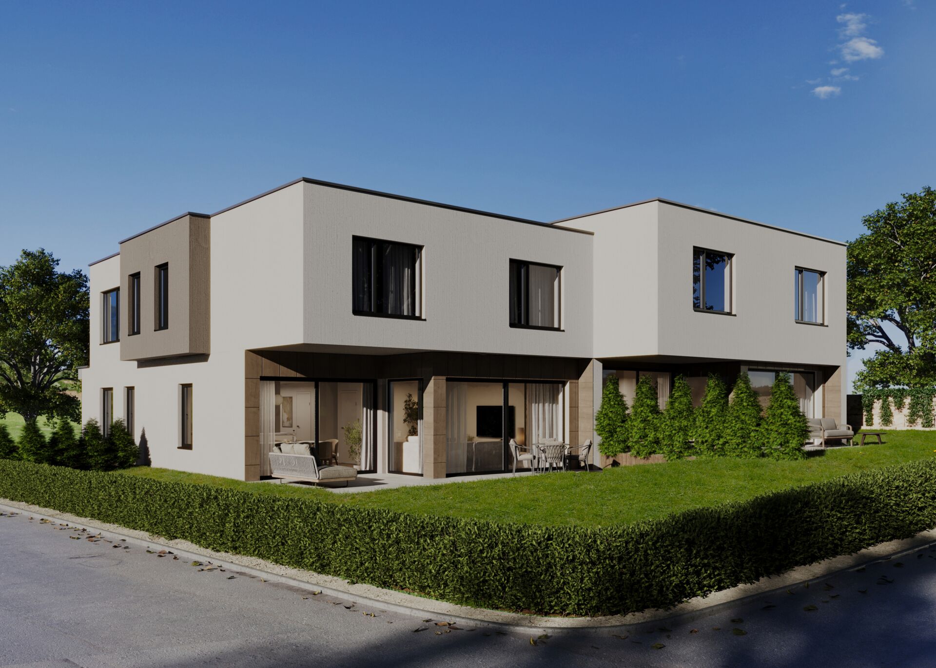 Modernes zweigeschossiges Einfamilienhaus mit Garten