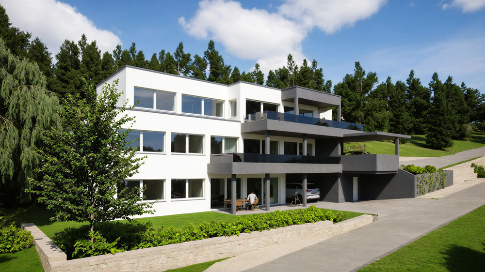 Moderne Villa mit Terrassen und Garten