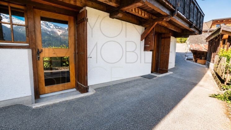 Alpenhauseingang mit Holzdetails