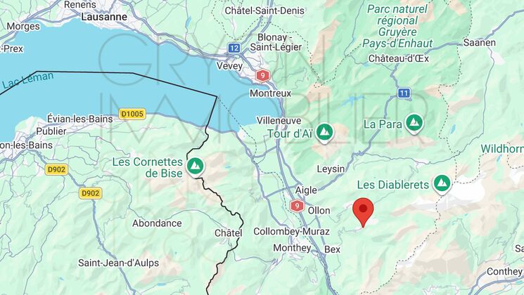 Kartenausschnitt mit Standortmarkierung in den Schweizer Alpen
