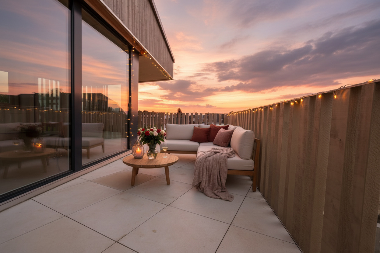 Dachterrasse bei Sonnenuntergang
