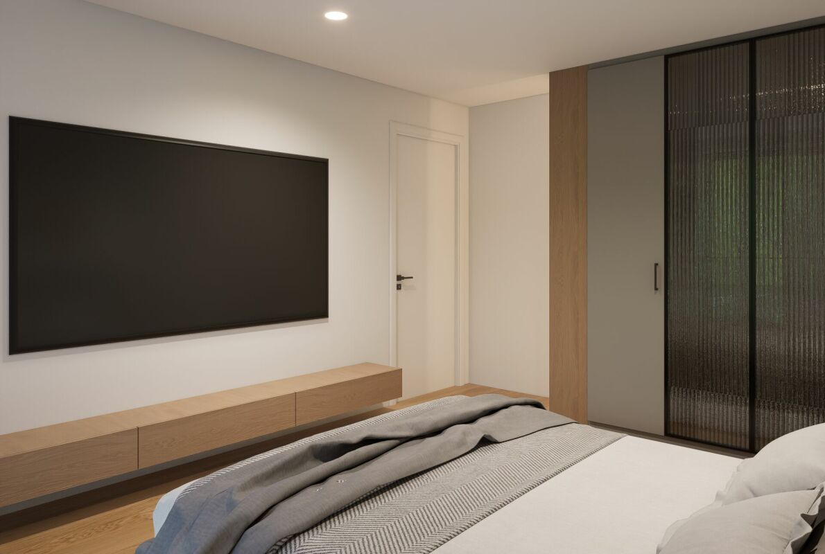Modernes Schlafzimmer mit Einbauschrank