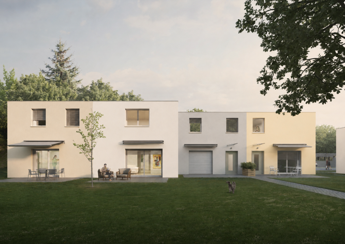 Moderne Reihenhausanlage mit Garten