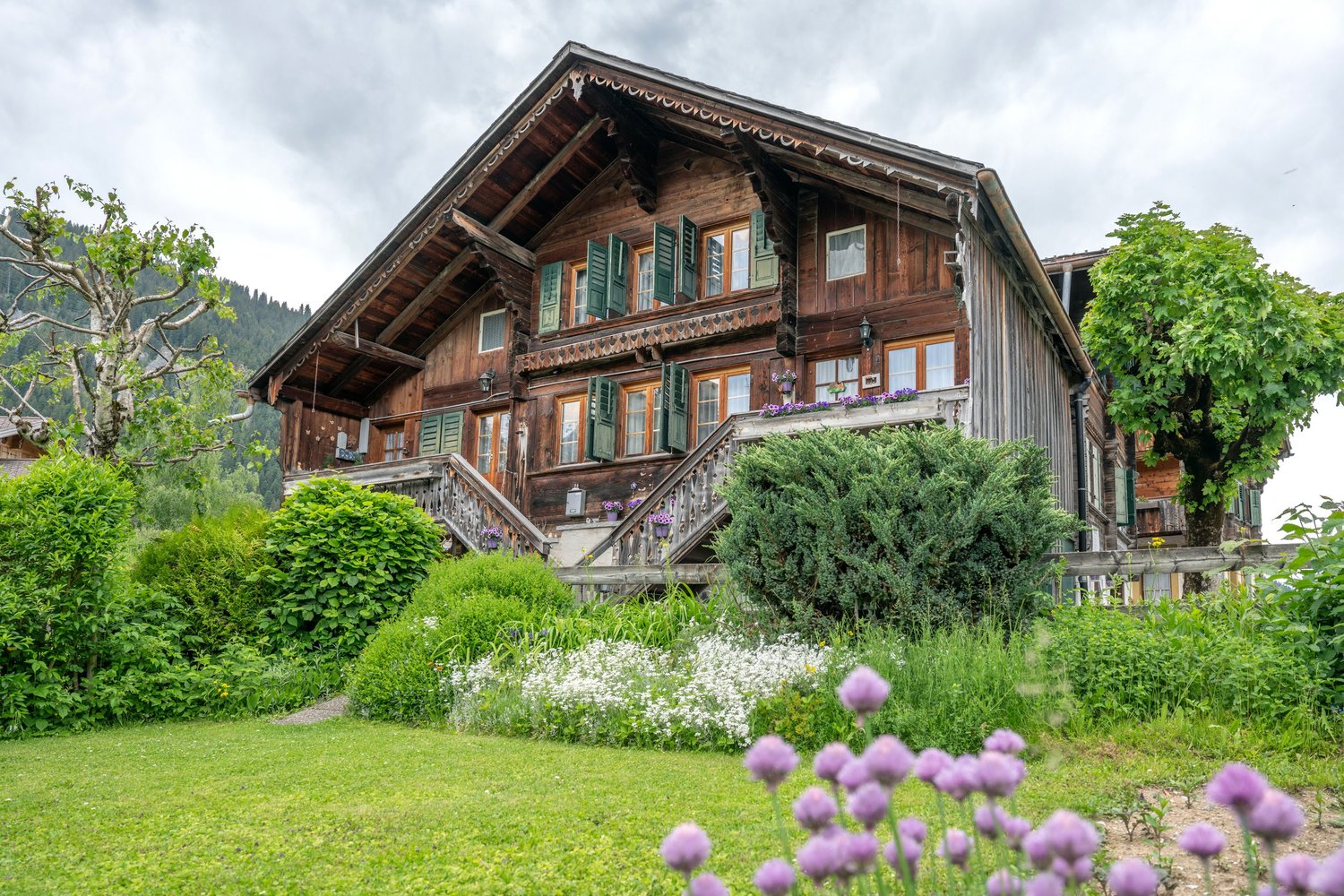 Alpines Holzhaus mit Garten