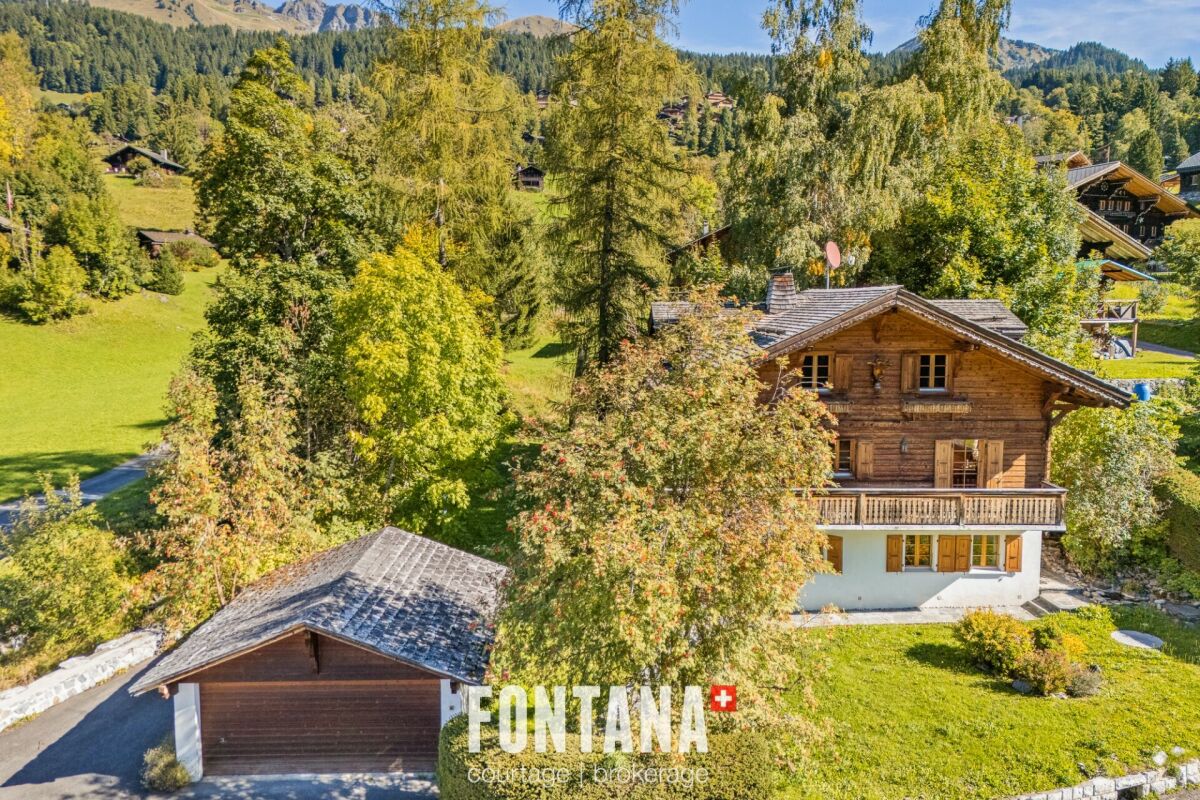 Alpenchalet mit Garage in grüner Berglandschaft
