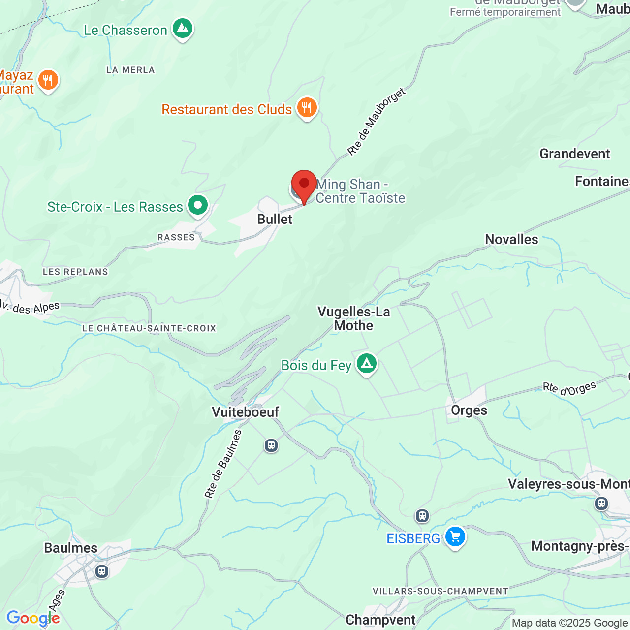 Kartenansicht einer alpinen Region mit markiertem Standort