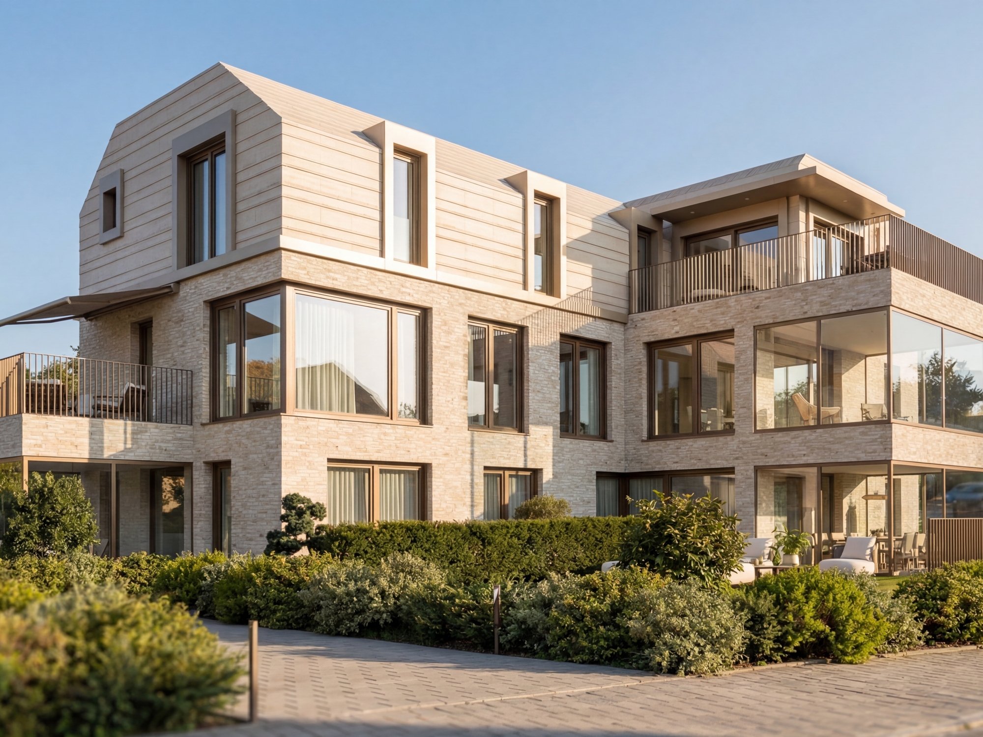 Modernes Mehrfamilienhaus mit Terrassen