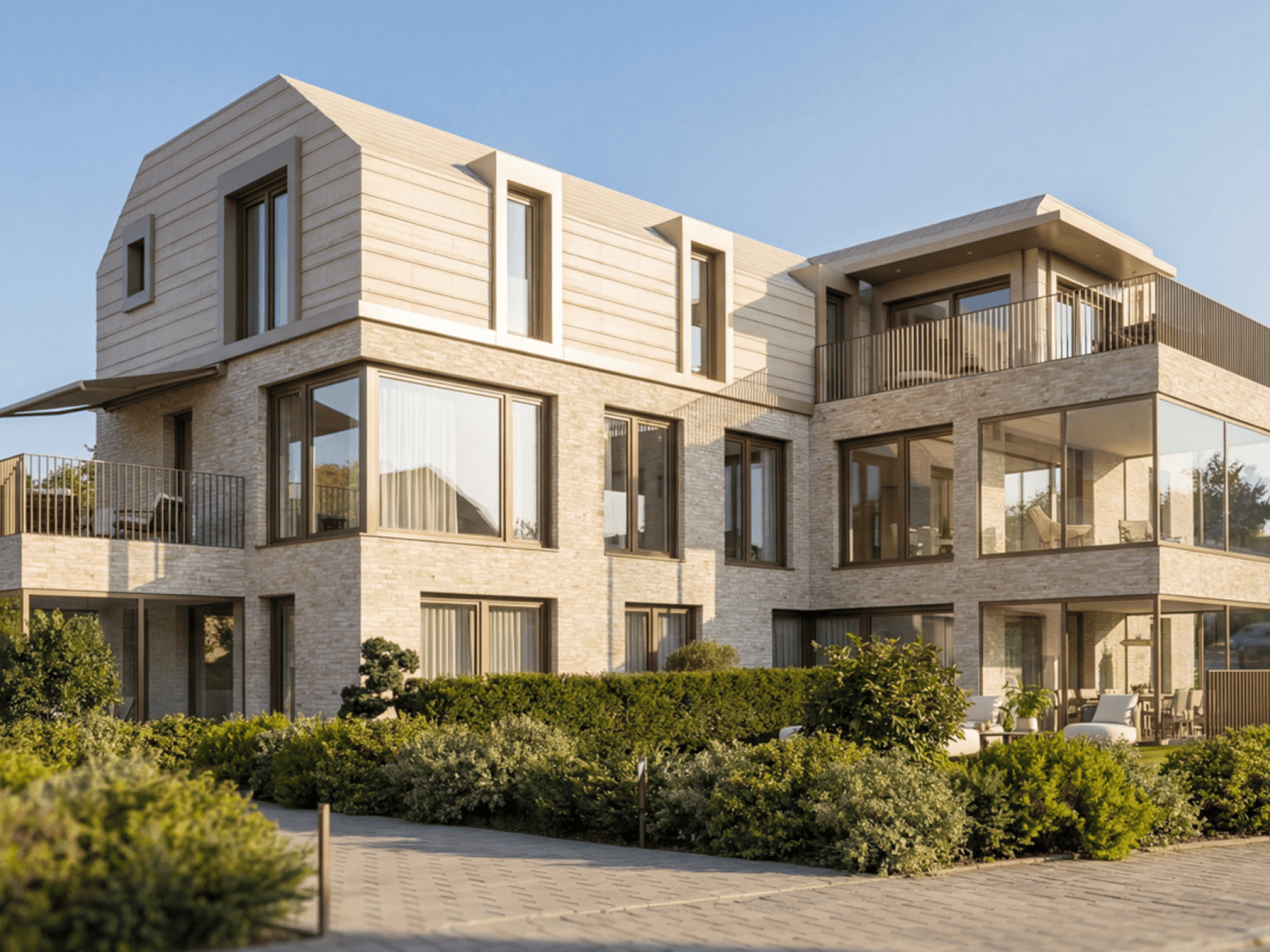 Moderne Außenansicht eines luxuriösen Wohngebäudes