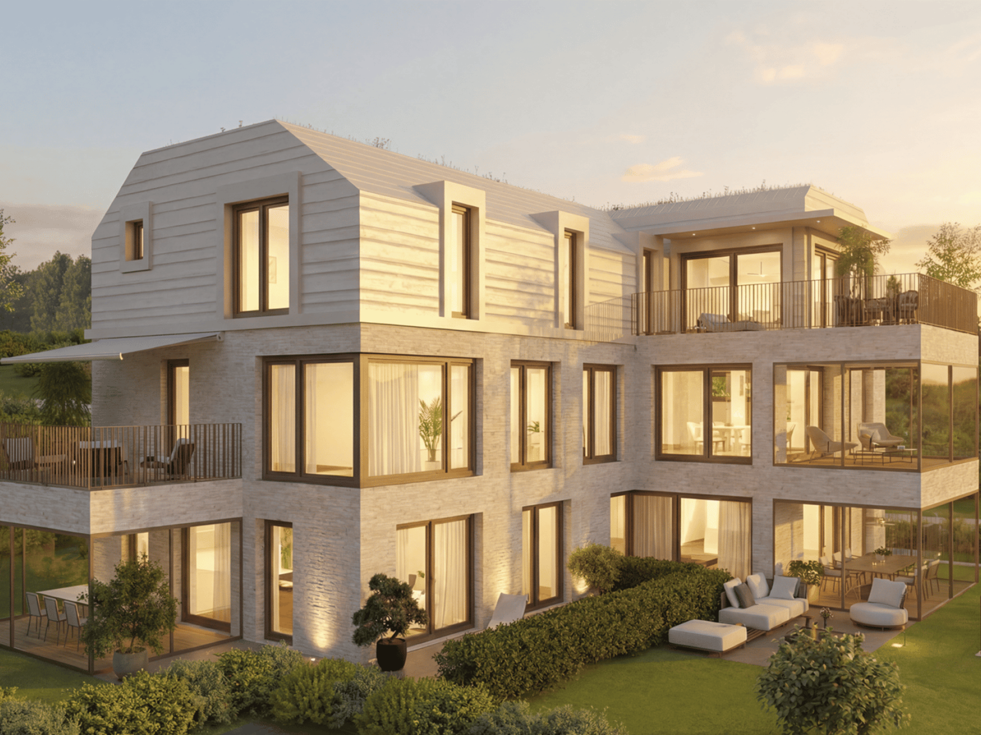 Modernes Architektenhaus mit Terrassen und Garten