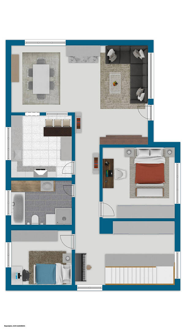 Grundriss einer Wohnung mit mehreren Räumen