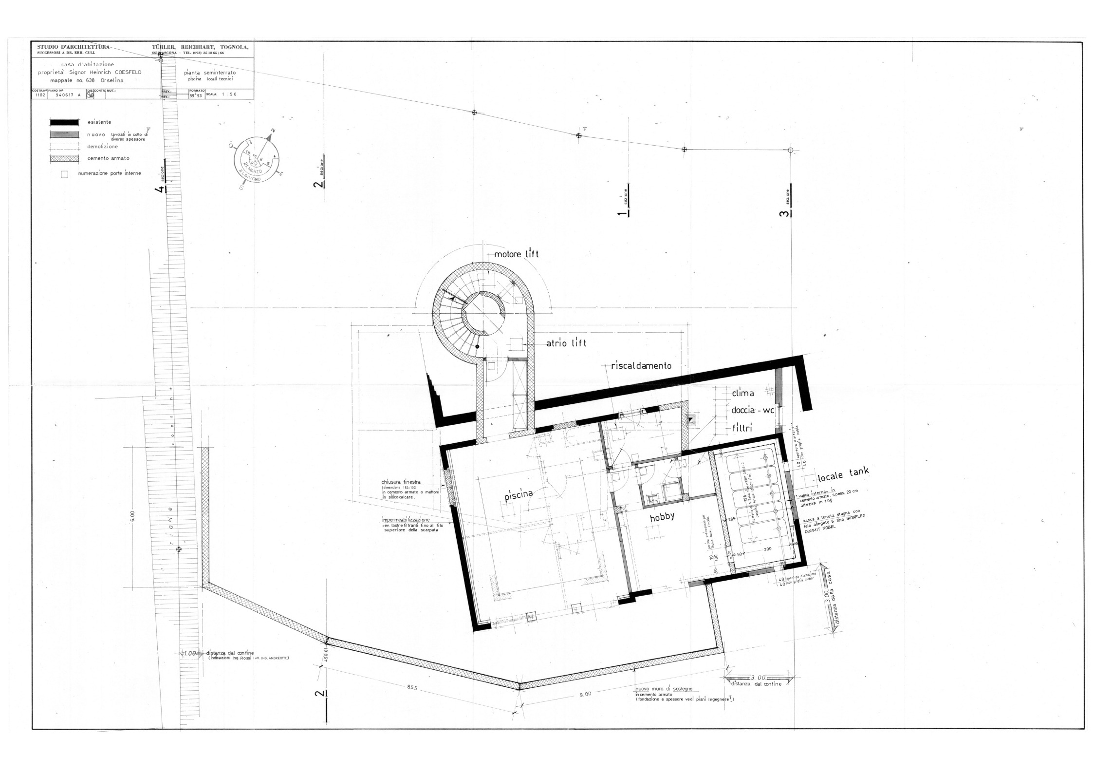 Grundriss eines Kellergeschosses mit Pool- und Technikbereichen