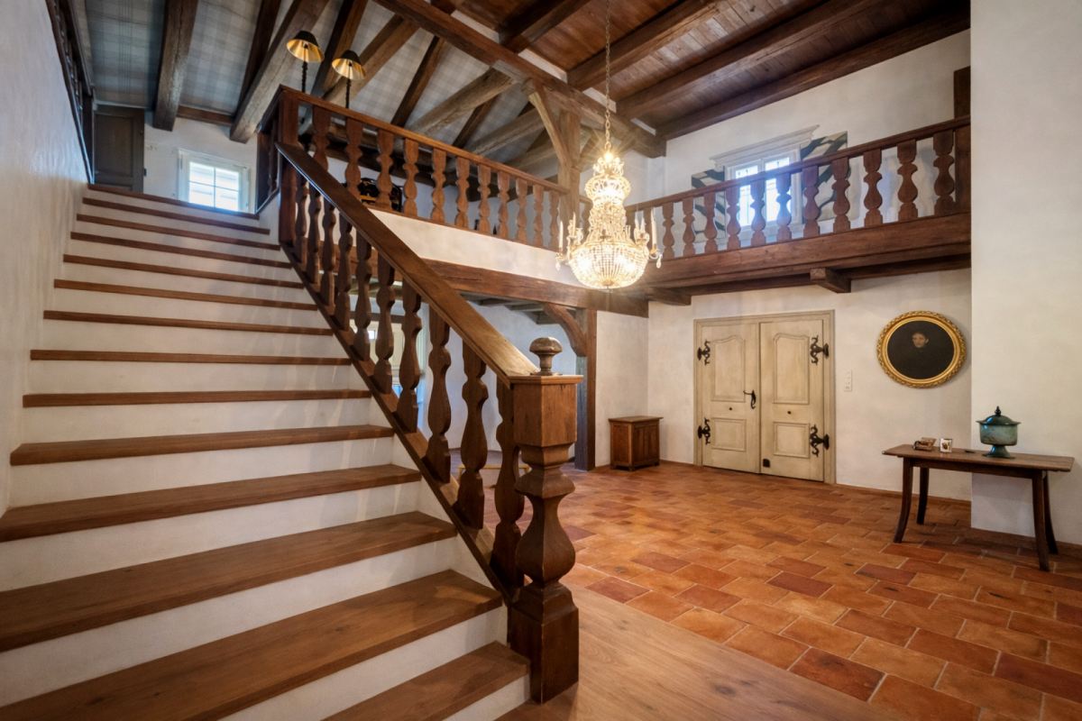 Historisches Treppenhaus mit Galerie